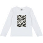 Girls White Logo Long Sleeve Top, 1, hi-res