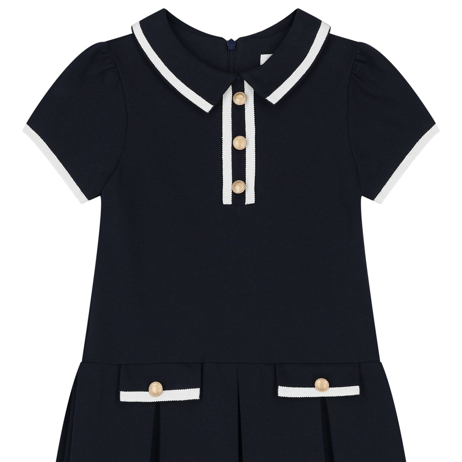 Girls Navy Blue Polo Dress, 1, hi-res