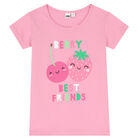 Girls Pink & White Strawberry Shorts Set, 1, hi-res