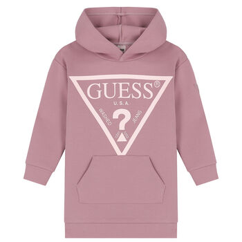 Girls Pink Logo Hooded Dress