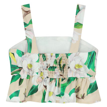 Girls Beige Floral Top