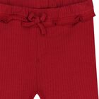 Younger Girls Red Ribbed Leggings, 1, hi-res