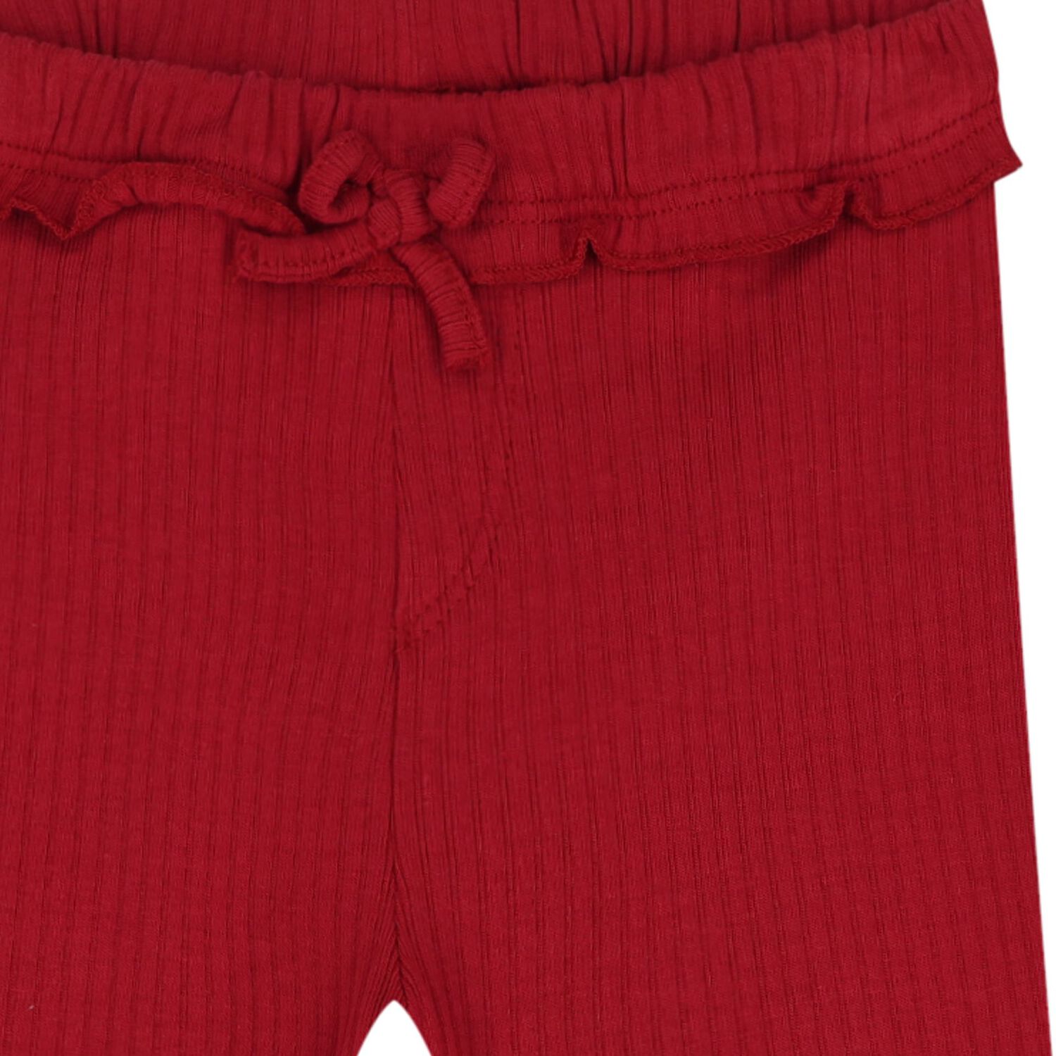 Younger Girls Red Ribbed Leggings, 1, hi-res