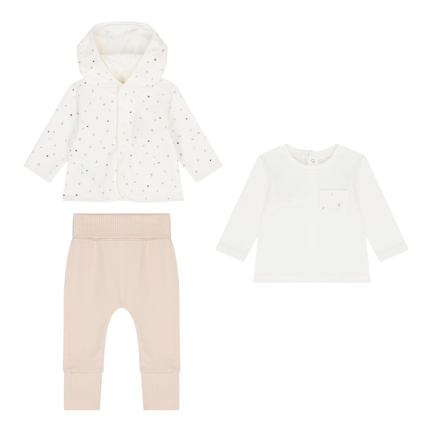 Ivory & Beige 3 Piece Baby Tracksuit, 1, hi-res image number null