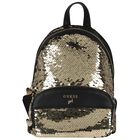 Younger Girls Gold & Black Logo Sequin Backpack, 1, hi-res