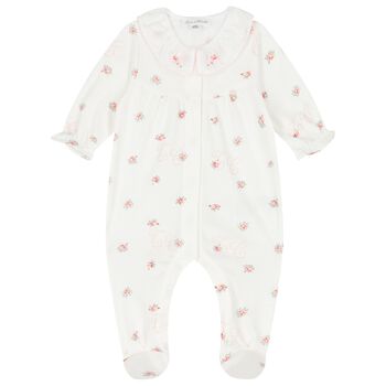 Baby Girls Ivory Floral Babygrow