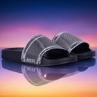 Boys Black & Silver Logo Sliders, 1, hi-res