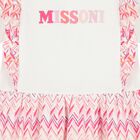 Younger Girls White & Pink Logo Zig Zag Dress, 1, hi-res