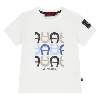 Younger Boys White Logo T-Shirt