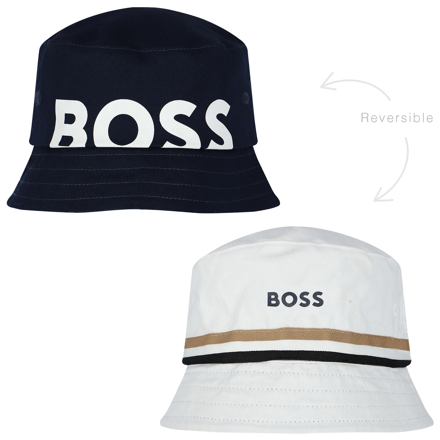 Younger Boys Navy Blue Reversible Logo Bucket Hat, 1, hi-res