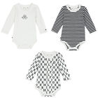 Baby Boys White & Navy Blue Logo Bodysuits (3-Pack), 1, hi-res