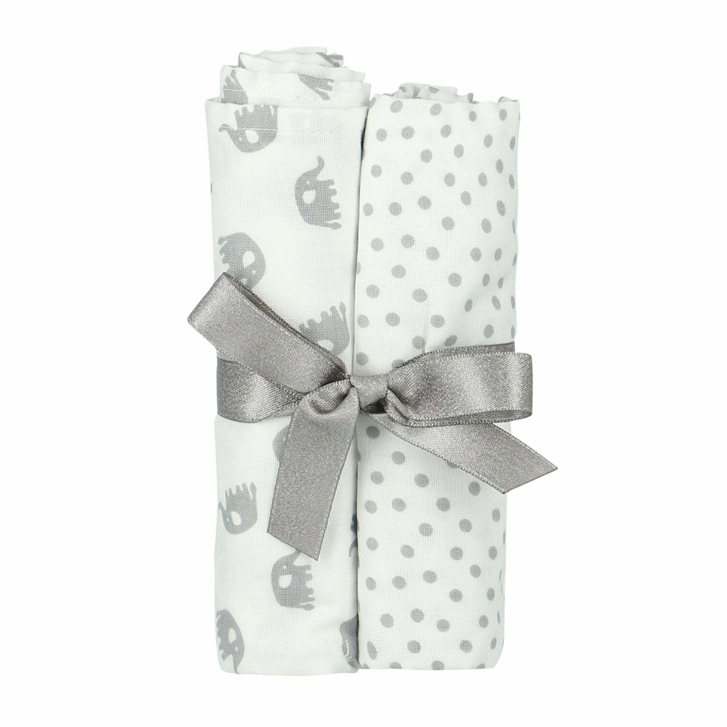 Baby White & Grey Muslin Set (2-Pack), 3, hi-res