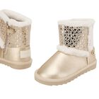 Girls Gold Faux Leather Boots, 3, hi-res