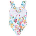 Girls Ivory & Green Floral Swimsuit, 2, hi-res