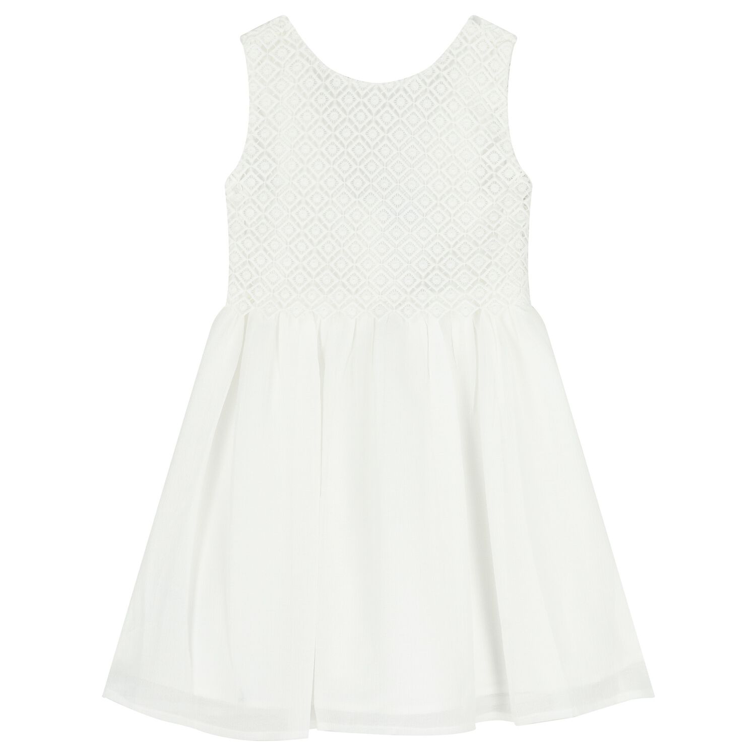 Girls White Lace Dress, 1, hi-res