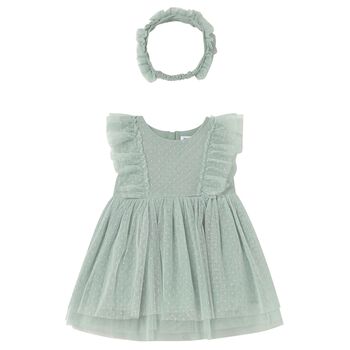 Younger Girls Green Tulle Dress Set