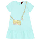 Younger Girls Aqua Logo Bag Dress, 1, hi-res
