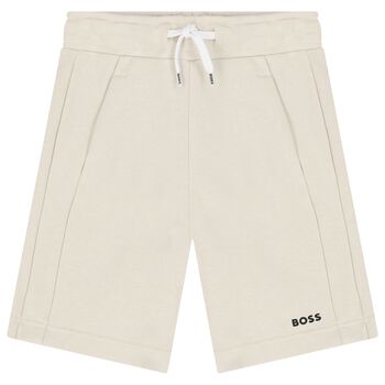 Boys Beige Logo Shorts