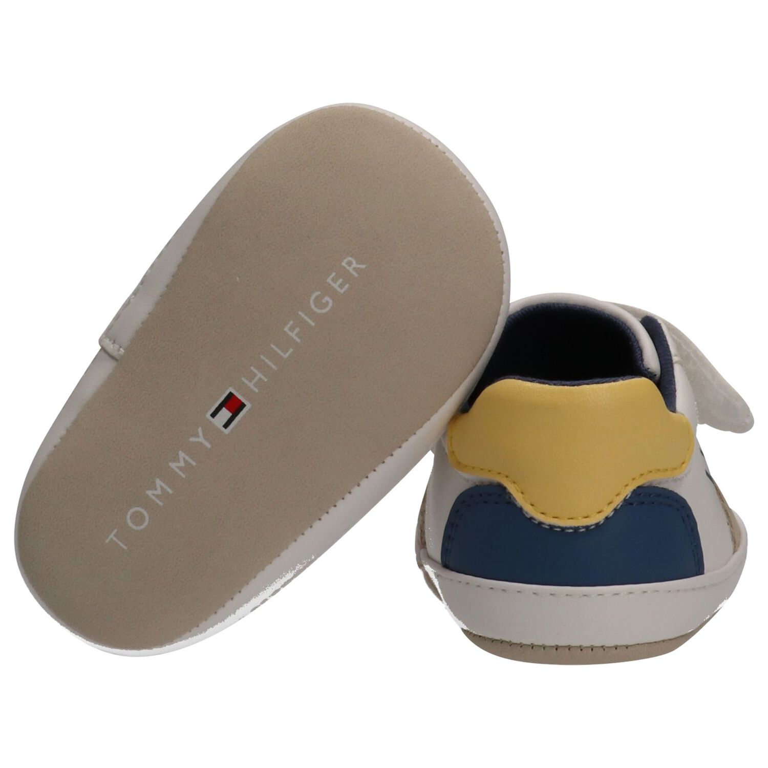 Baby Boys White & Beige Pre Walker Shoes, 1, hi-res