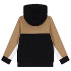 Boys Black, Beige & Ivory Logo Hooded Zip Up Top, 1, hi-res