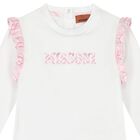 Younger Girls White & Pink Logo Long Sleeve Top, 1, hi-res
