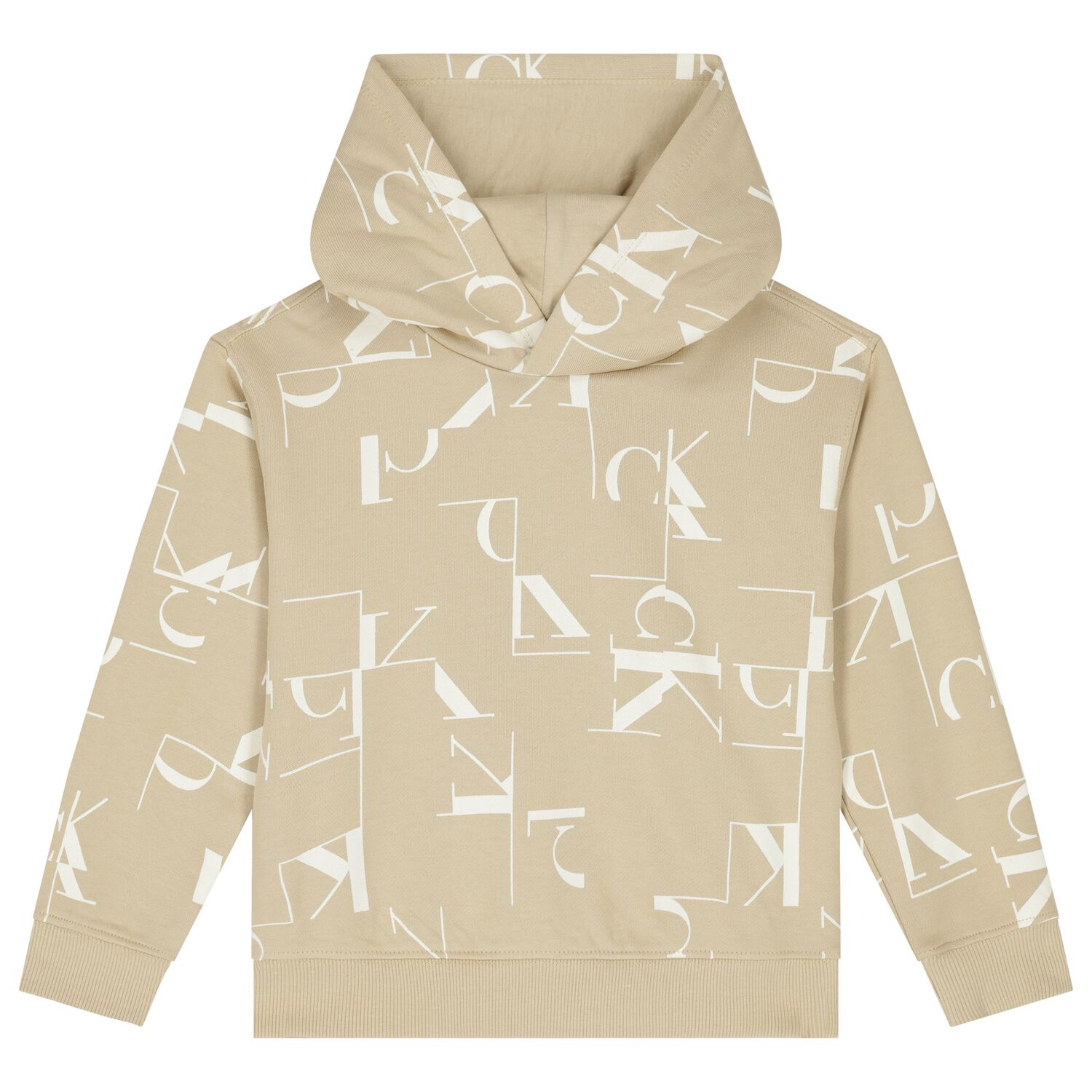 Boys Beige Logo Hooded Top, 1, hi-res