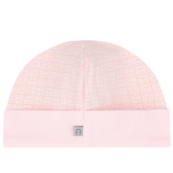 Baby Girls Pink & Gold Logo Hat