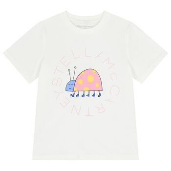 Girls White Logo & Bug T-Shirt