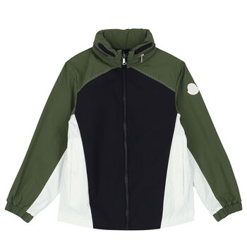 Boys Navy, Khaki & White Logo Jacket