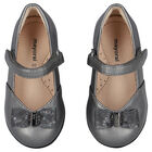 Younger Girls Silver Bow Shoes, 2, hi-res
