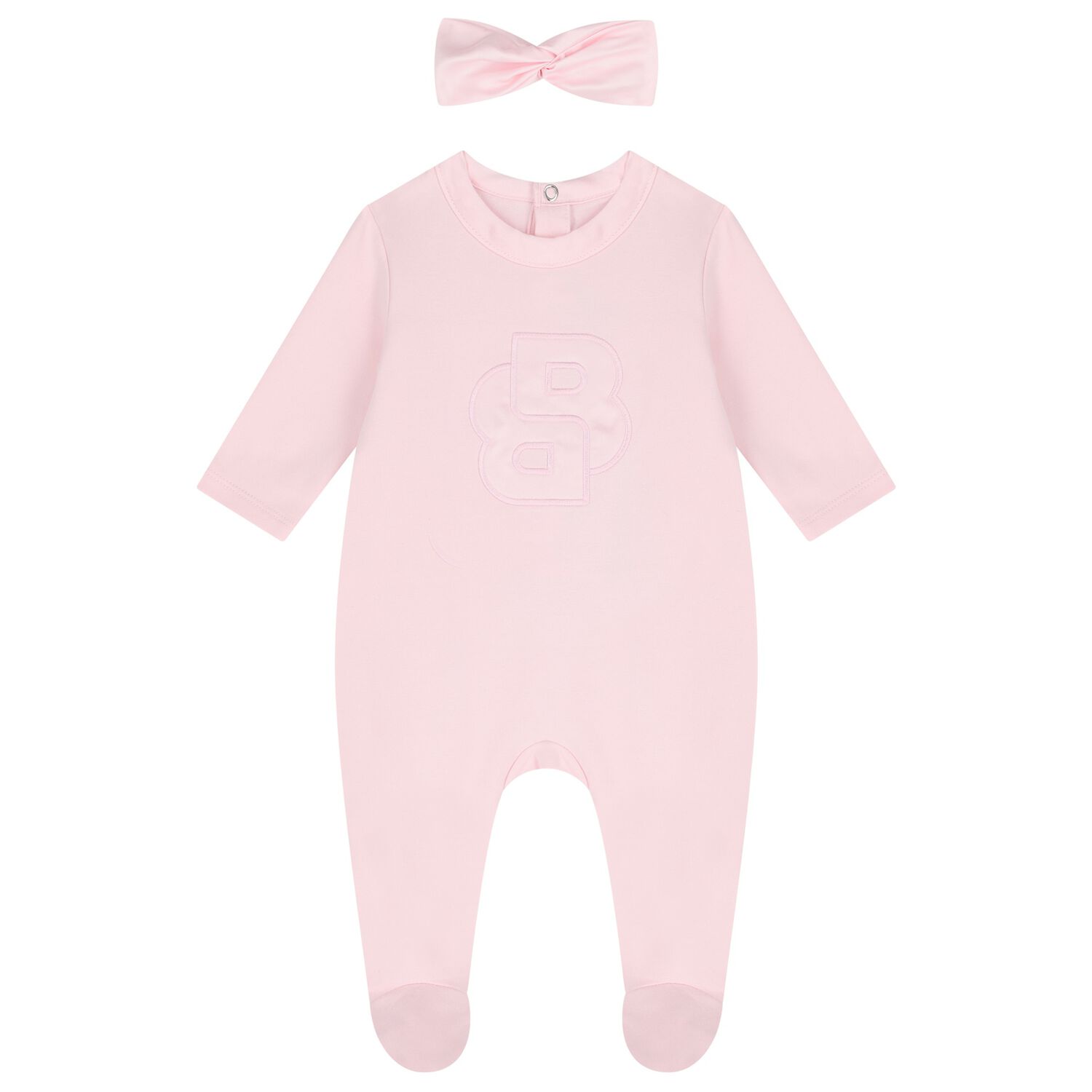 Baby Girls Pink Logo Babygrow Set, 1, hi-res