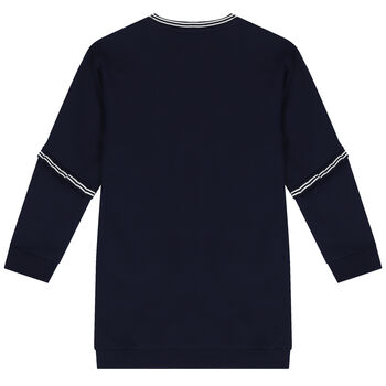 Girls Navy Blue Logo Heart Dress