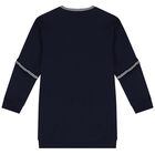 Girls Navy Blue Logo Heart Dress, 1, hi-res