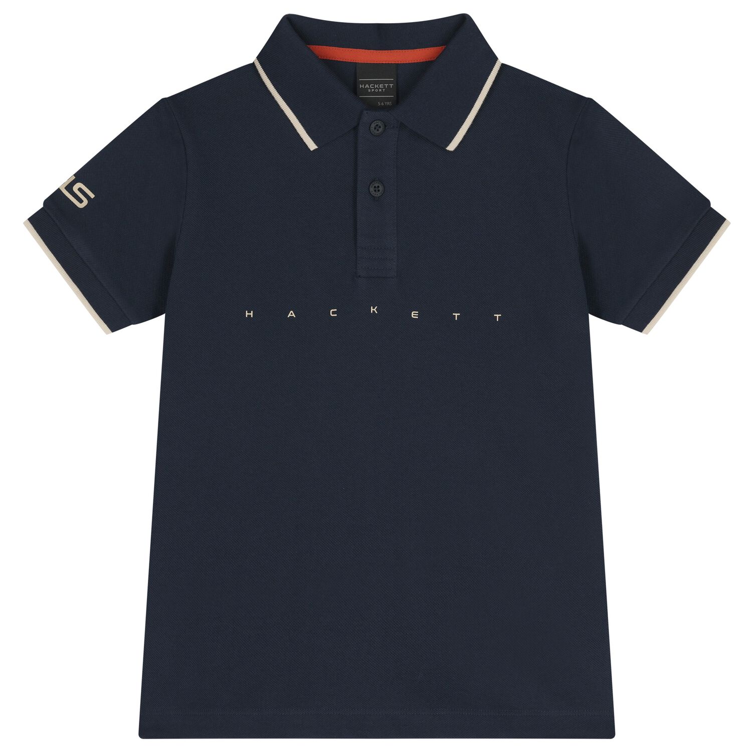 Boys Navy Blue & Beige Polo Shirt, 2, hi-res
