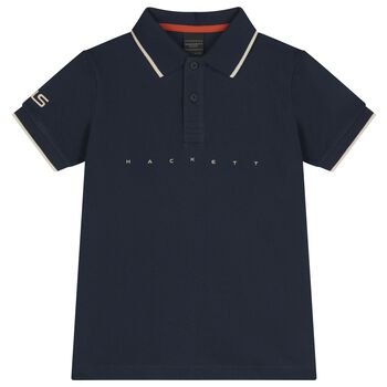 Boys Navy Blue & Beige Polo Shirt