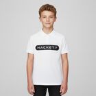 Boys White Cotton Logo Polo Shirt, 1, hi-res