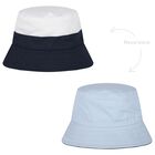 Baby Boys White, Navy Blue & Blue Logo Reversible Hat, 2, hi-res