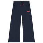 Girls Navy Blue Logo Joggers, 1, hi-res