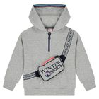 Boys Grey Bag Hooded Top, 1, hi-res