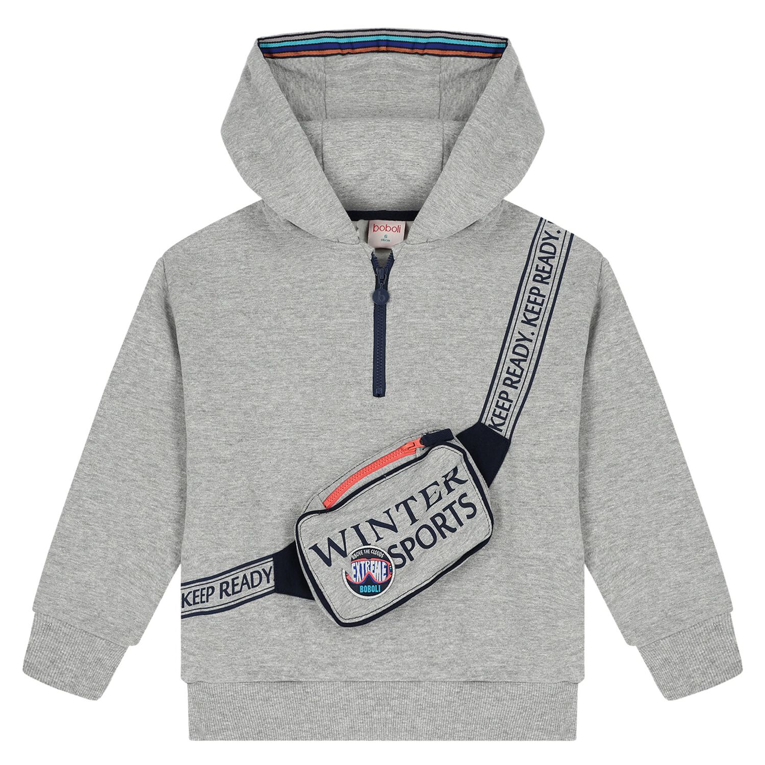 Boys Grey Bag Hooded Top, 1, hi-res image number null
