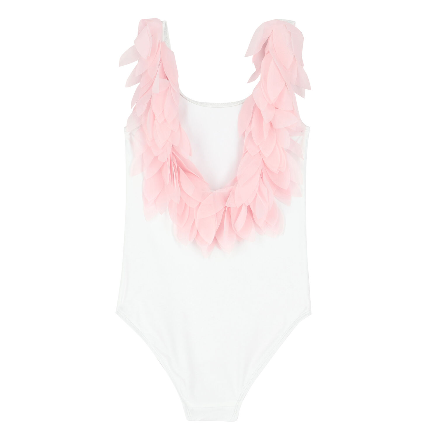 Girls White & Pink Petal Swimsuit, 1, hi-res