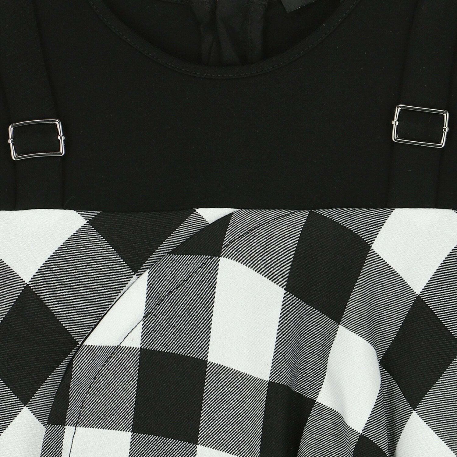 Girls Black & White Gingham Playsuit, 1, hi-res