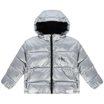 Girls Silver 2-in-1 Logo Padded Puffer Jacket