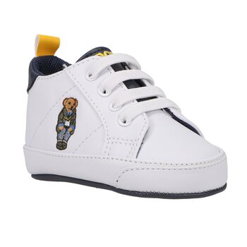 Baby Boys White & Navy Logo Pre Walker Shoes