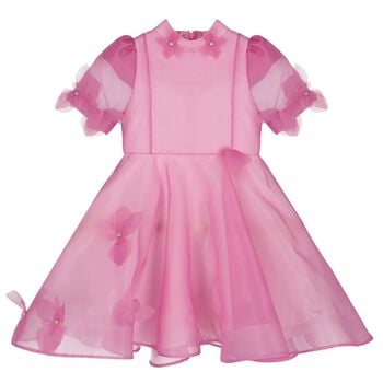 Girls Pink Organza Flower Dress