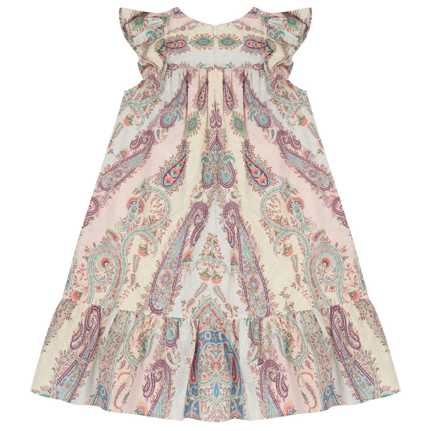 Girls Muti-Coloured Embroidered Paisley Dress, 1, hi-res