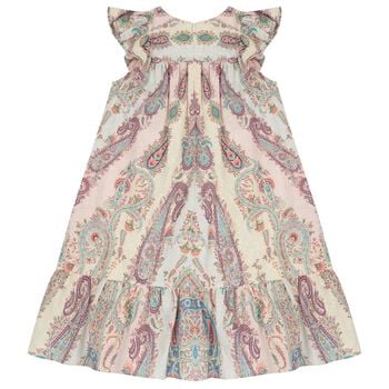 Girls Muti-Coloured Embroidered Paisley Dress