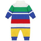 Baby Boys Multi-Coloured Striped Logo Romper, 1, hi-res