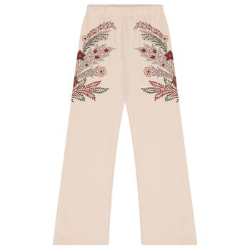 Girls Beige Floral Trousers