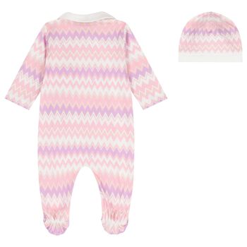 Baby Girls Pink Zigzag Babygrow Gift Set